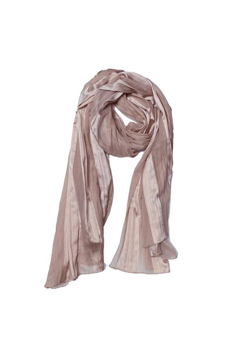 A-ZONE stola poederbeige satijn streep met corsage