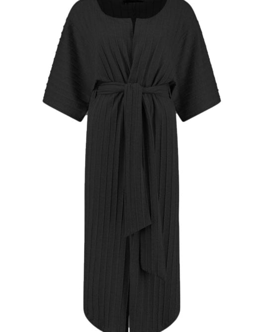 ELSEWHERE lang vest AMY - zwart structuur jersey