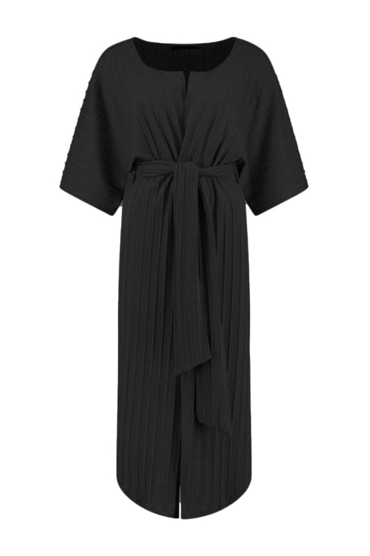 ELSEWHERE lang vest AMY - zwart structuur jersey