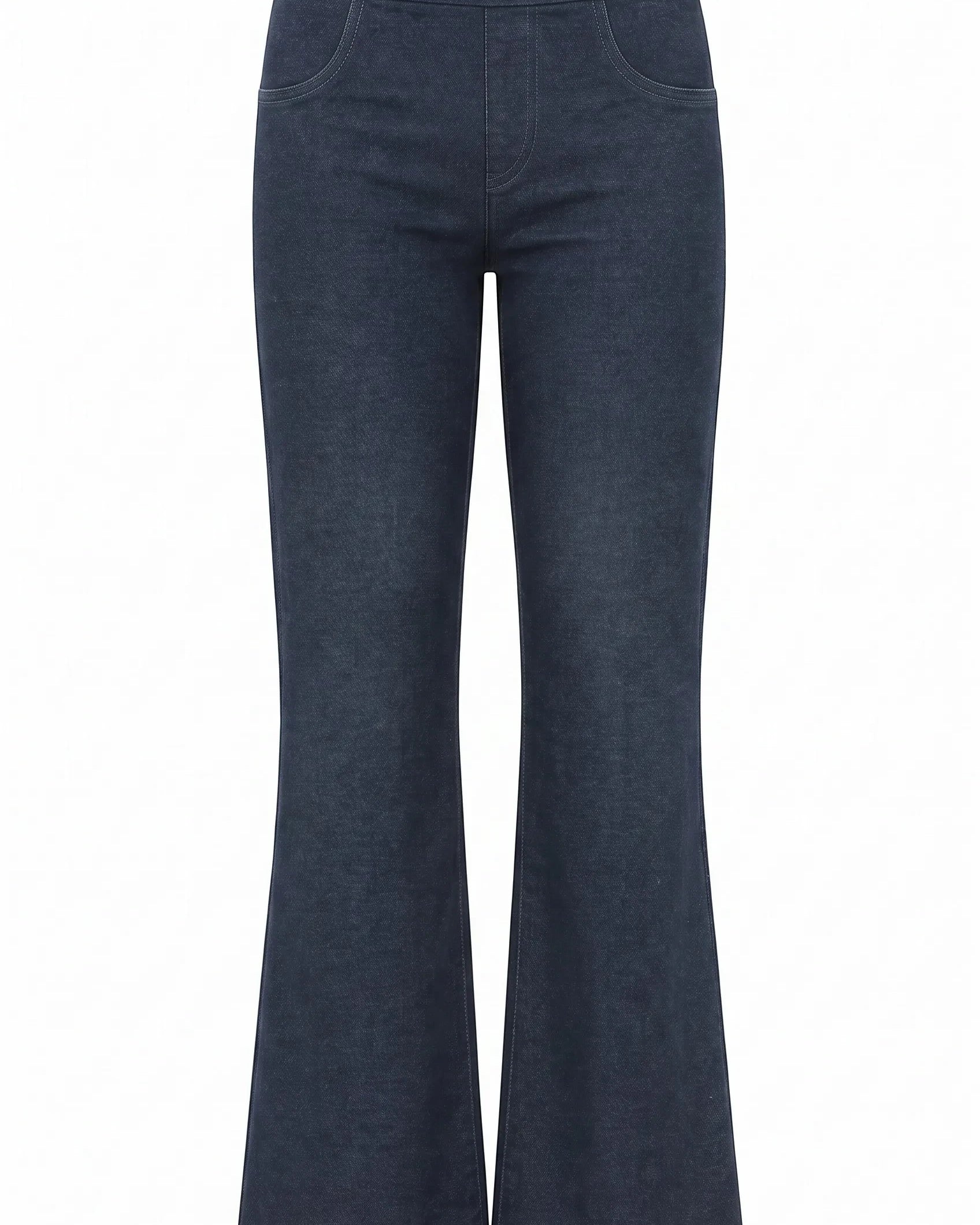 LEEZZA LOTUS EATERS STONIAN dunkle Denim-Schlupfhose mit schmaler Passform und ausgestelltem Bein, mit elastischem Bund.