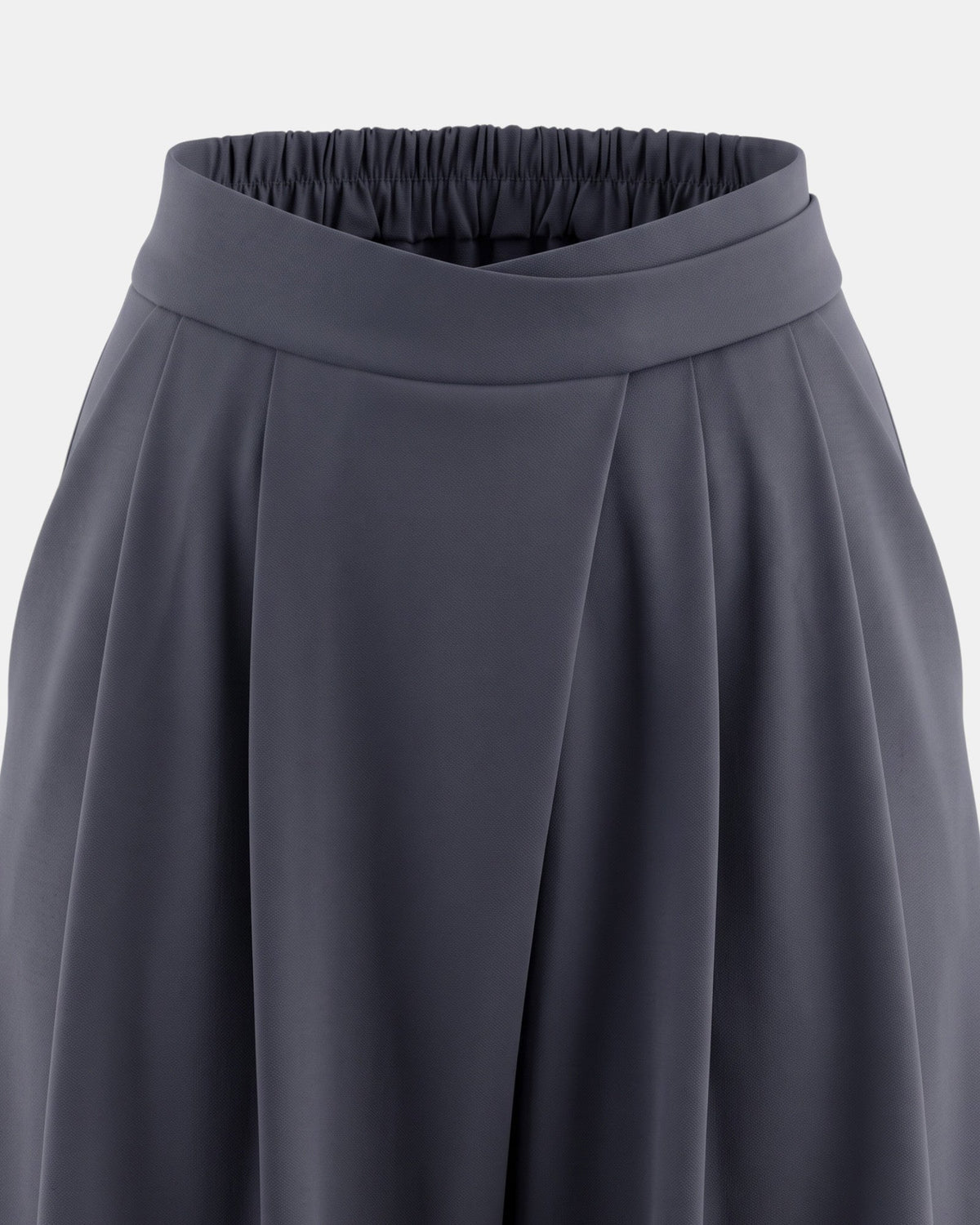 LEEZZA Ozai N Kü GALA Wide-Leg-Hose aus dunkelgrauem Viskosemix mit stilvollem überlappendem Vorderbund