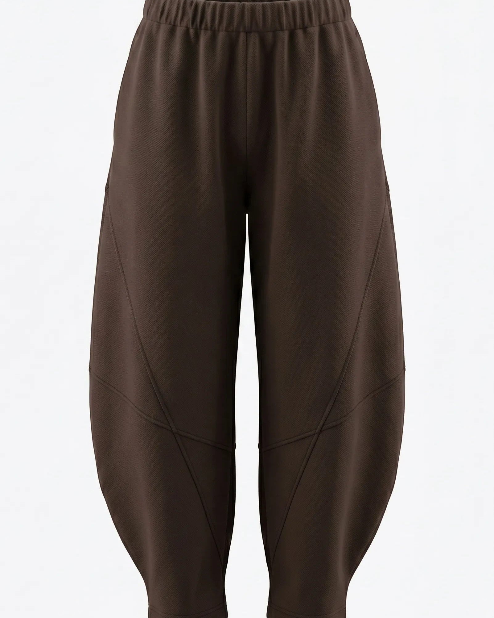 LEEZZA SORT AARHUS Barrel-Leg-Hose in Clay Brown aus Baumwoll-Modal-Jersey mit elastischem Bund und Seitentaschen.