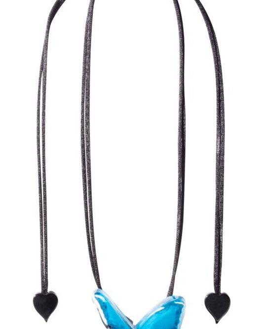 ZSISKA ketting blauw pendant 5cm BUTTERFLY