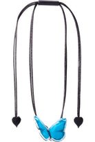 ZSISKA ketting blauw pendant 5cm BUTTERFLY