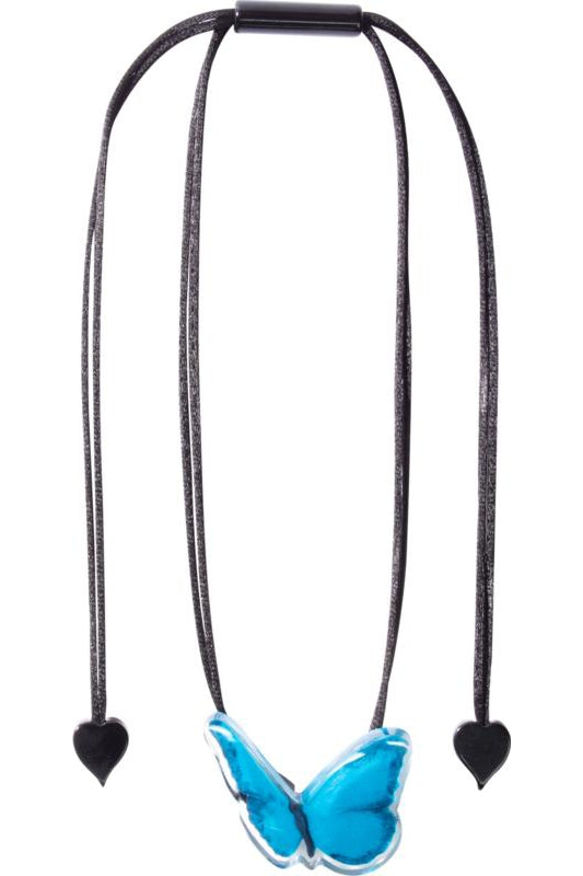 ZSISKA ketting blauw pendant 5cm BUTTERFLY