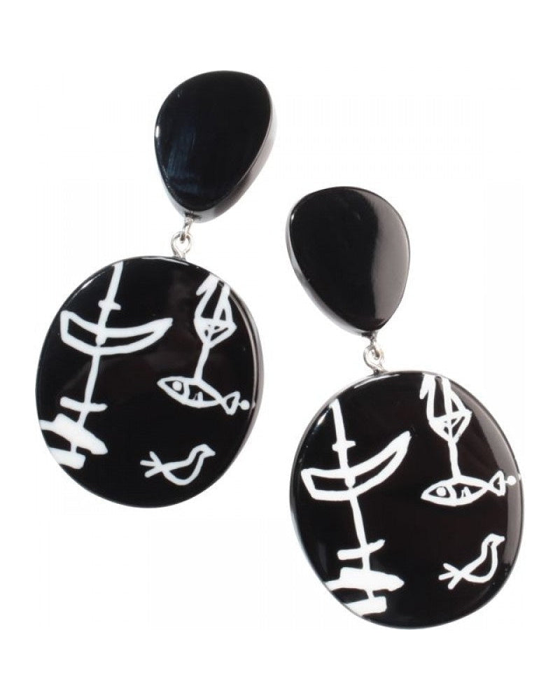 ZSISKA oorbellen zwart wit FIEP