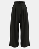 LEEZZA Ozai N Kü GALA schwarze Wide-Leg-Hose mit drapiertem Wickelbund und bequemem Stretch-Viskosematerial.
