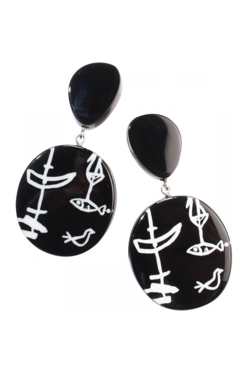 ZSISKA oorbellen zwart wit FIEP