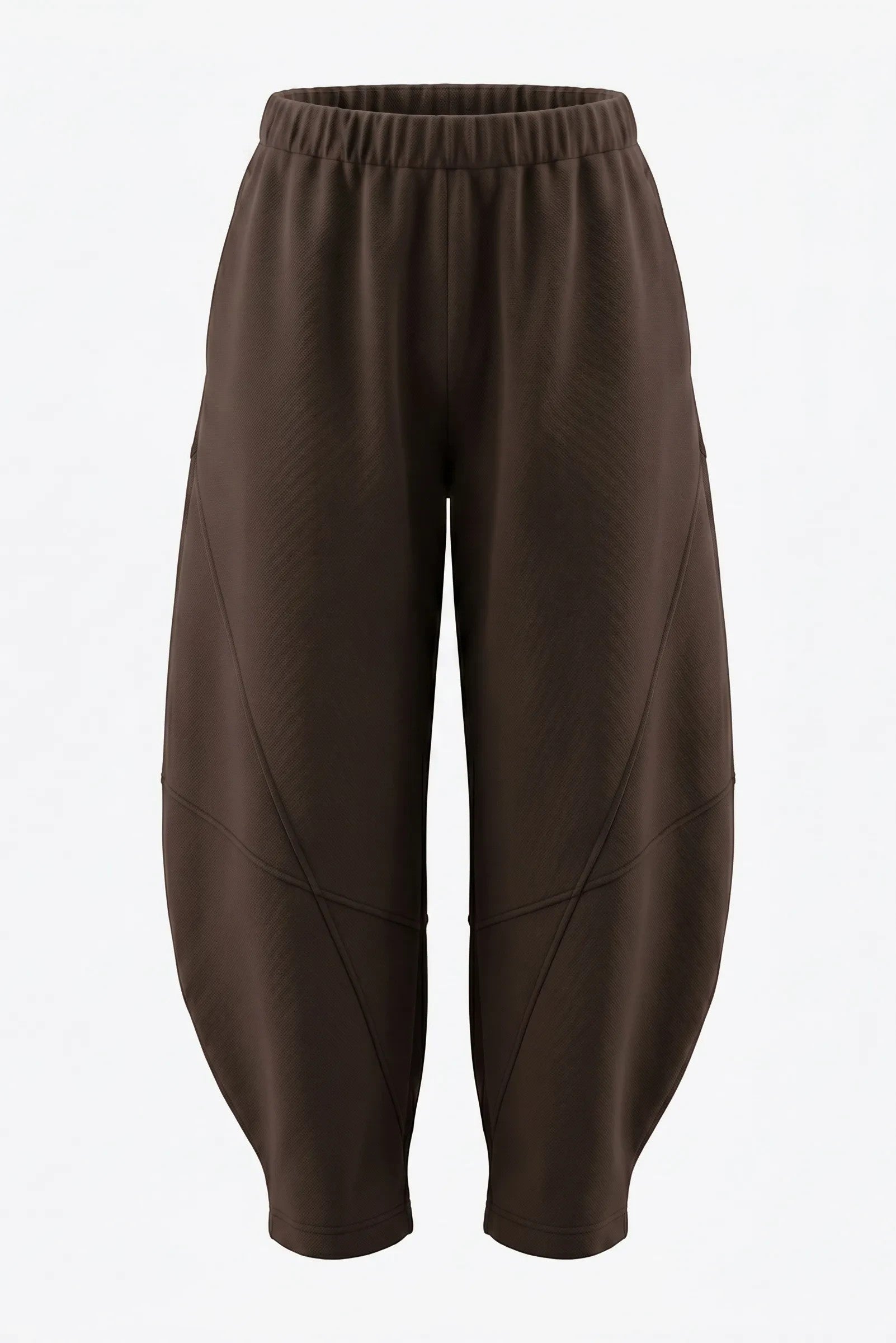 LEEZZA SORT AARHUS Barrel-Leg-Hose in Clay Brown aus Baumwoll-Modal-Jersey mit elastischem Bund und Seitentaschen.